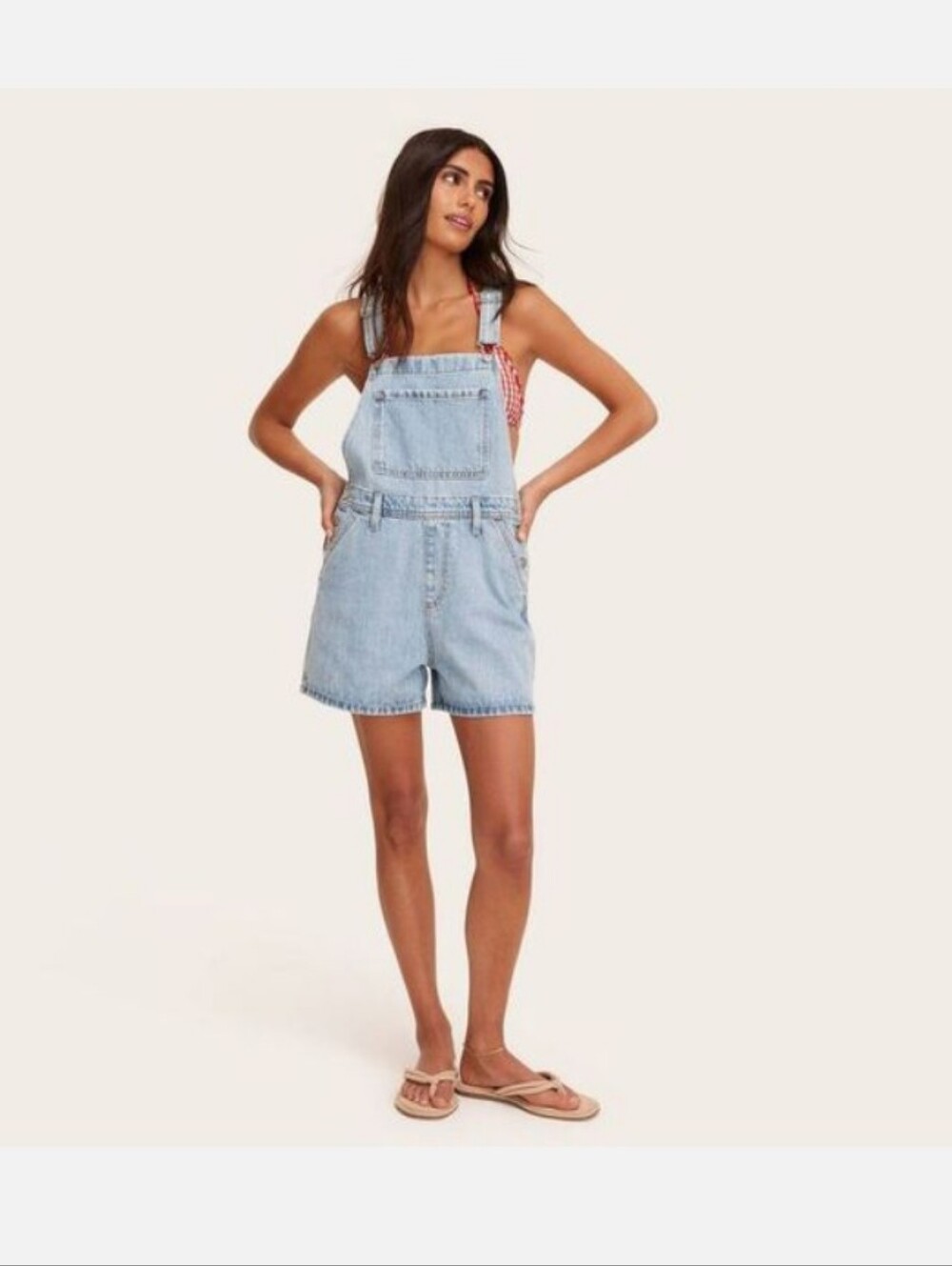 Parke Light Blue Denim Short Overalls for Women M